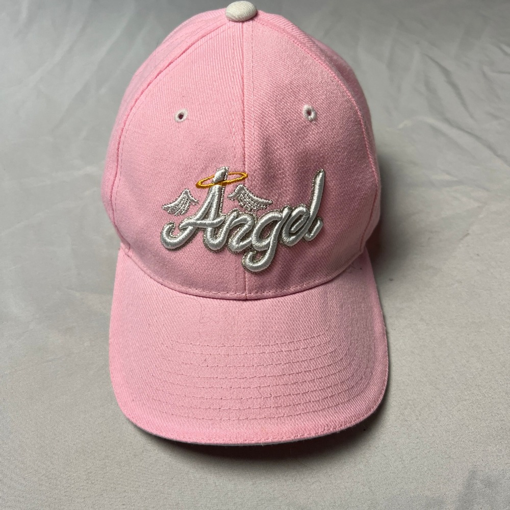 Pink Angel Baseball Cap Embroidered Script Logo Adjustable Hat Womens Adjustable
